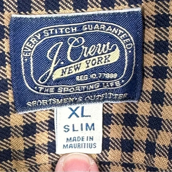 JCrew Mens XL‎ Slim Tan Plaid long Sleeve button up  Shirt H1764 - Picture 3 of 8